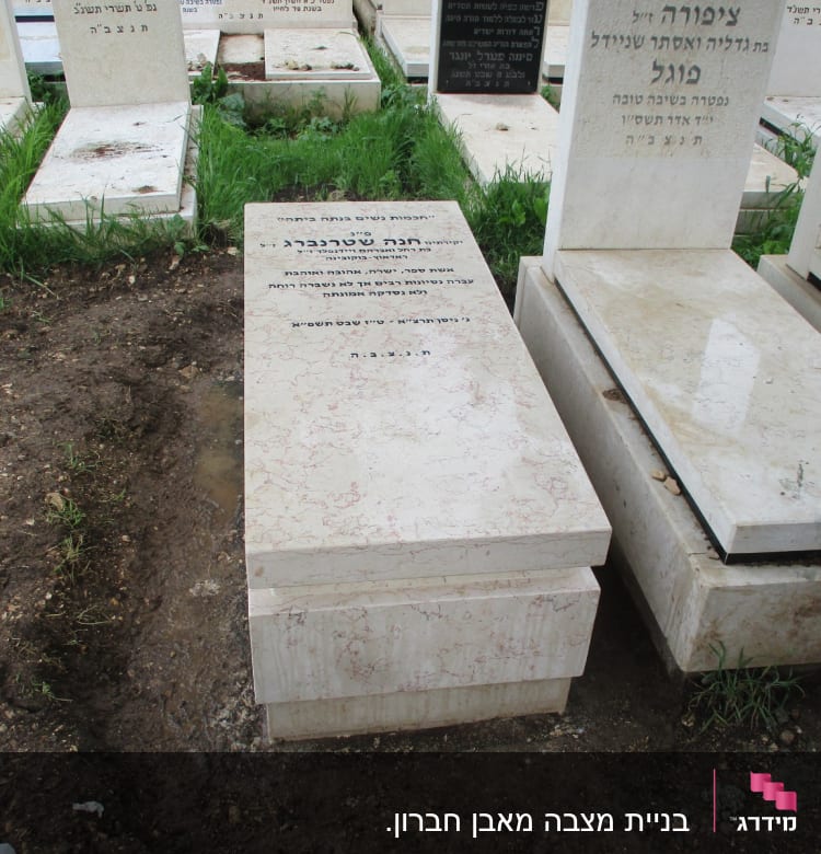 מצבות שיש עם כתובות בעברית בבית קברות